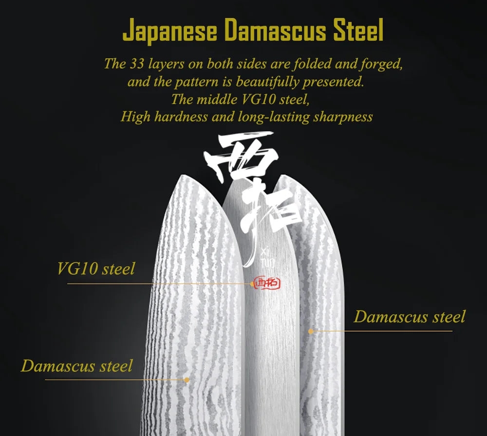 XITUO Damastmesser-Set – Japanischer Stahl trifft auf BBQ-Power