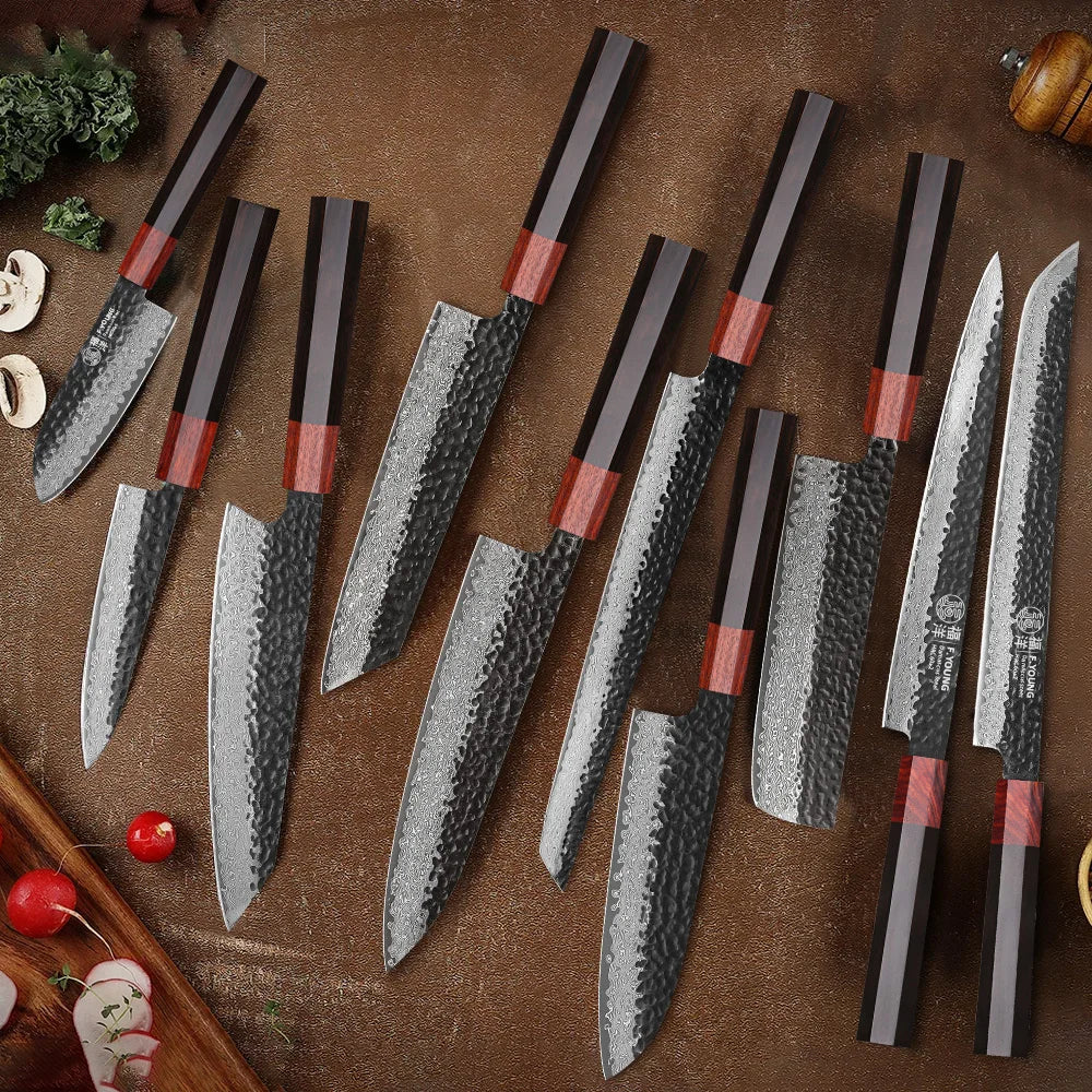 F-Young Japanisches Damast-Kochmesser – Präzision aus Stahl. Design aus Japan.