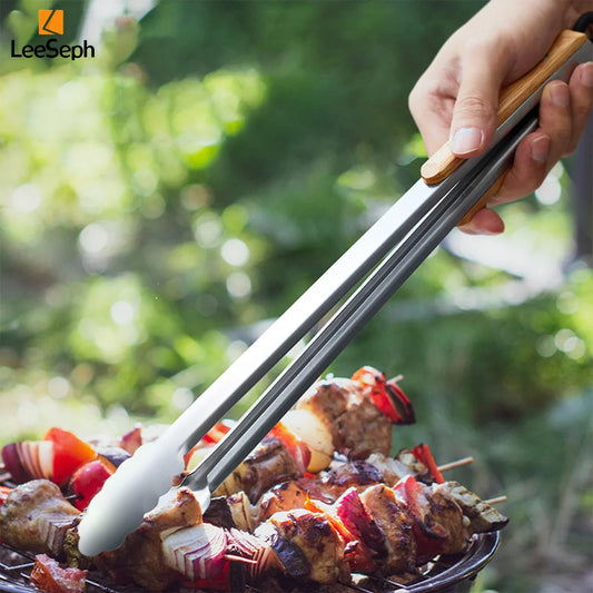 Edelstahl-Kochzange mit Eichengriff – Stil trifft Funktion beim BBQ