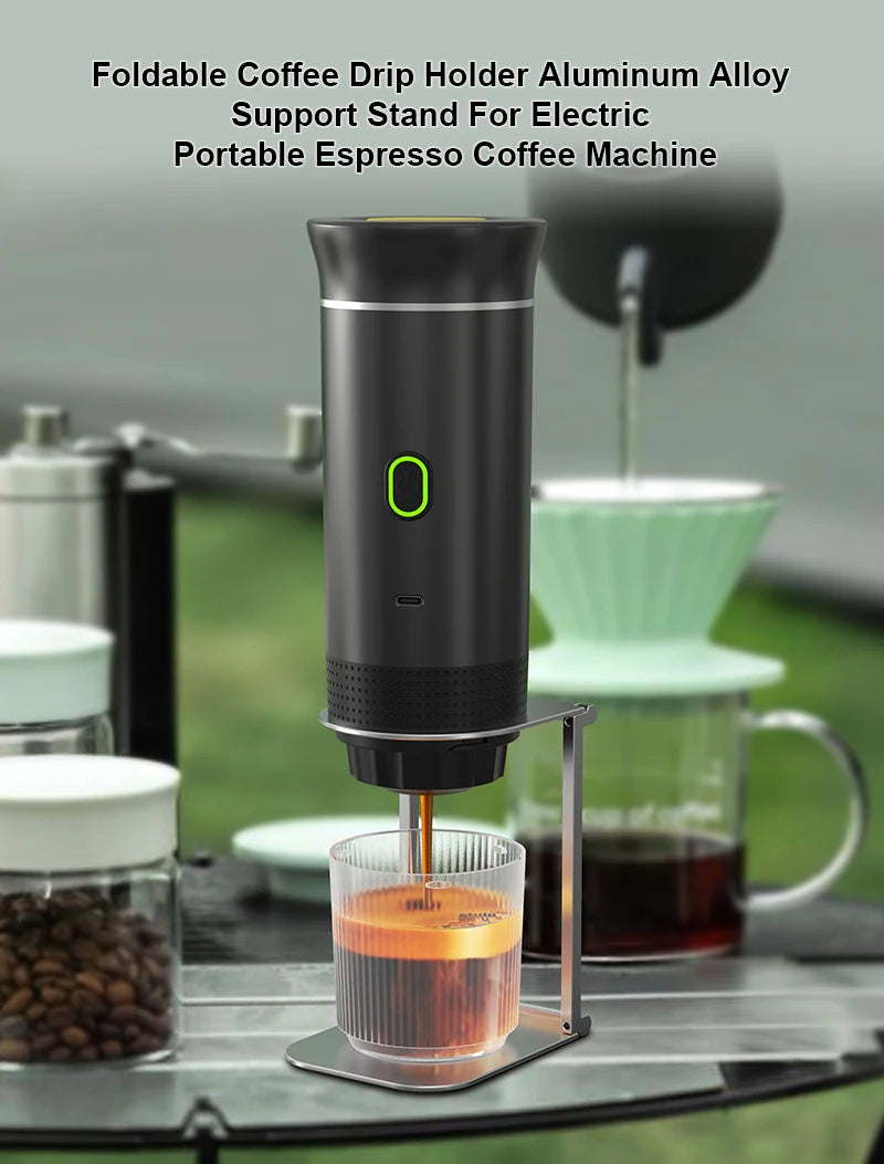 3‑in‑1 Reisekaffeemaschine inkl. Stand– Kabellos, elektrisch & tragbar für Auto, Camping & Zuhause