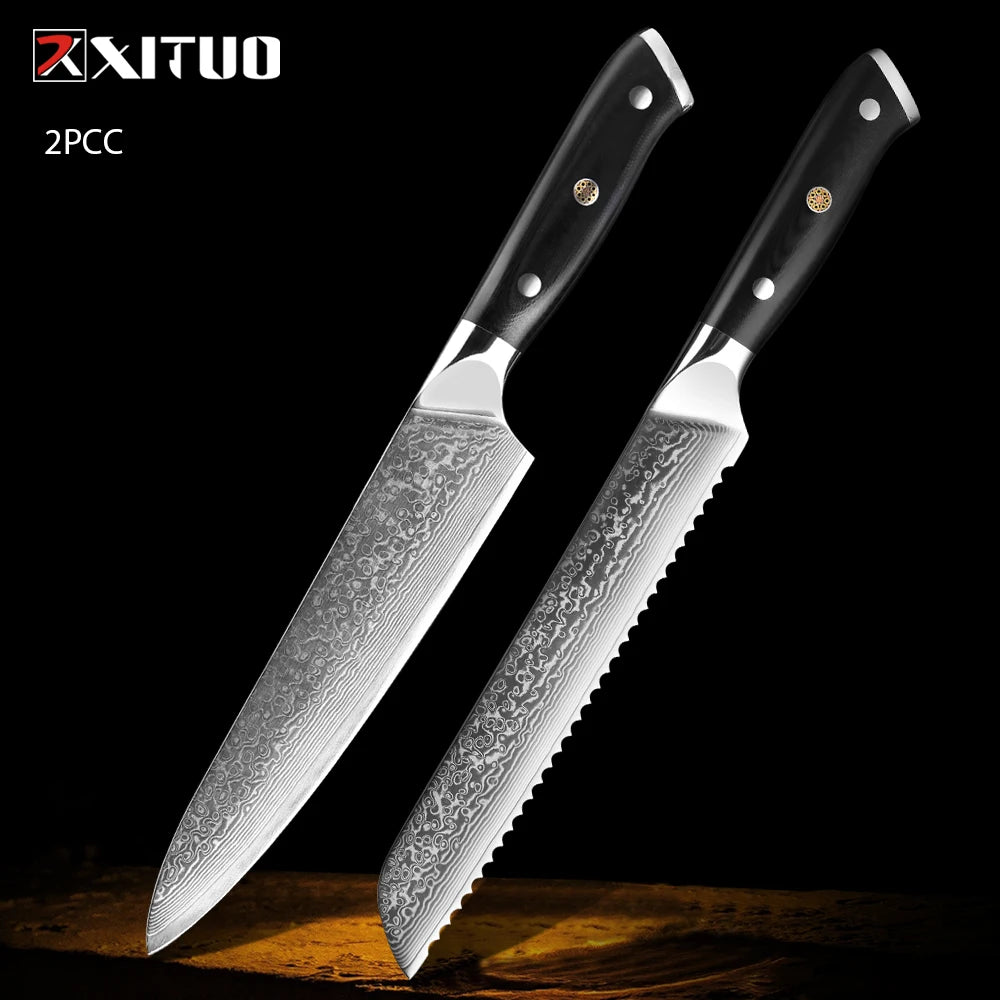 XITUO Damastmesser-Set – Japanischer Stahl trifft auf BBQ-Power