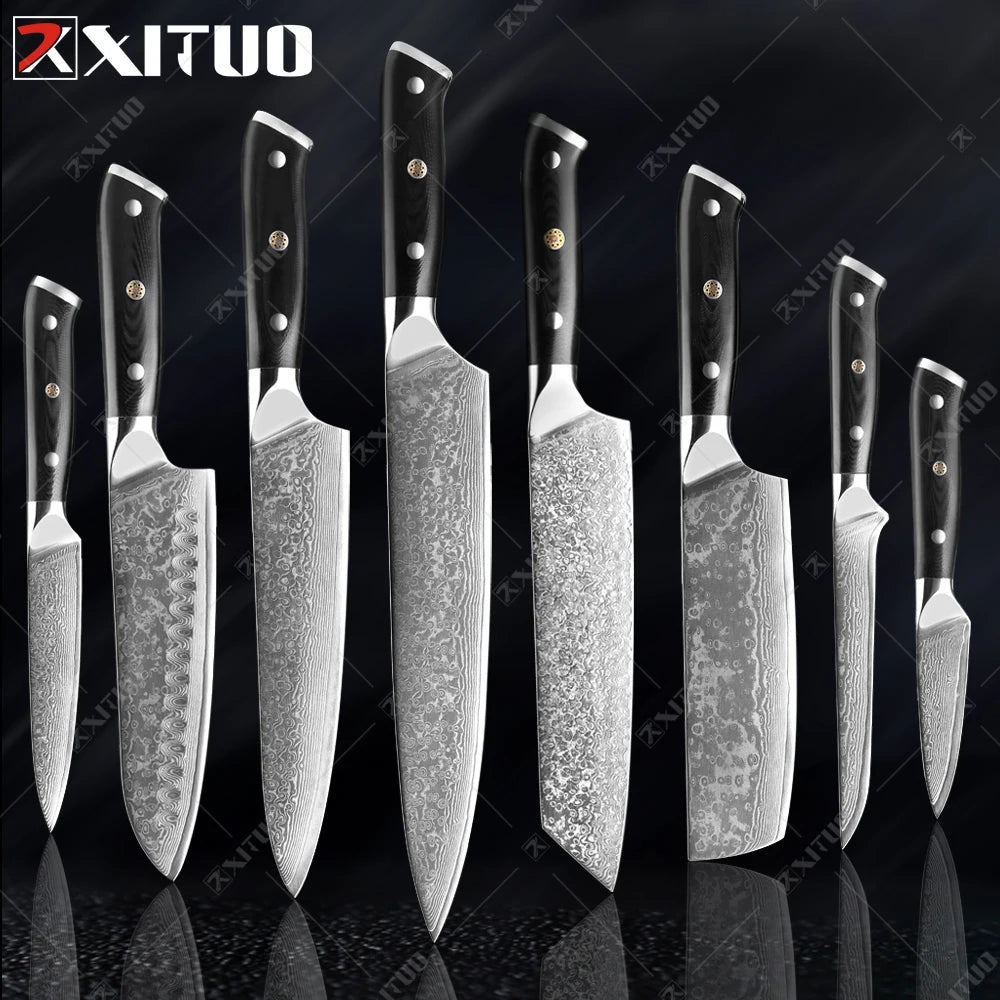 XITUO Damastmesser-Set – Japanischer Stahl trifft auf BBQ-Power