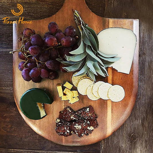 35,6 cm Pizzabrett aus Akazienholz – Dein 3-in-1 Multitalent für Backen & Schneiden!