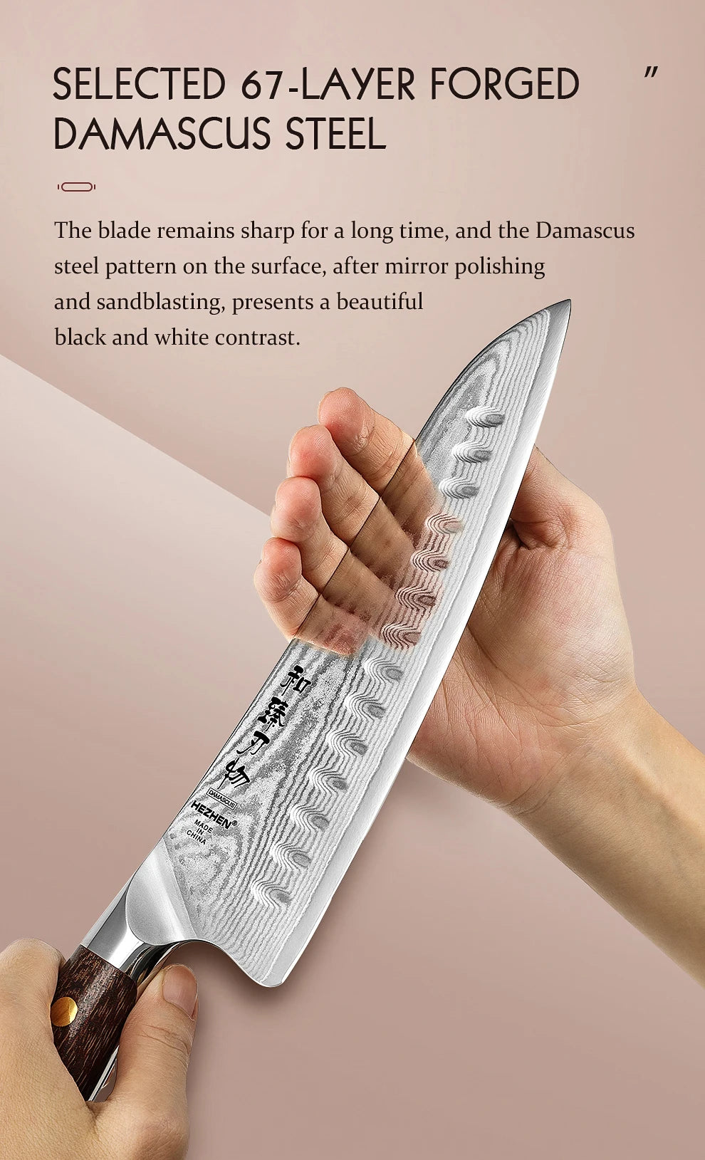 HEZHEN 2‑teiliges Damaststahl‑Messer‑Set mit Micarta‑Griff – Profi‑Klingen für deine Küche