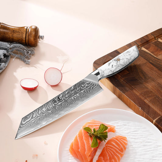 SHANGDAO 8″ Kiritsuke Messer – Japanischer Damaststahl & Harzgriff mit Tinteffekt