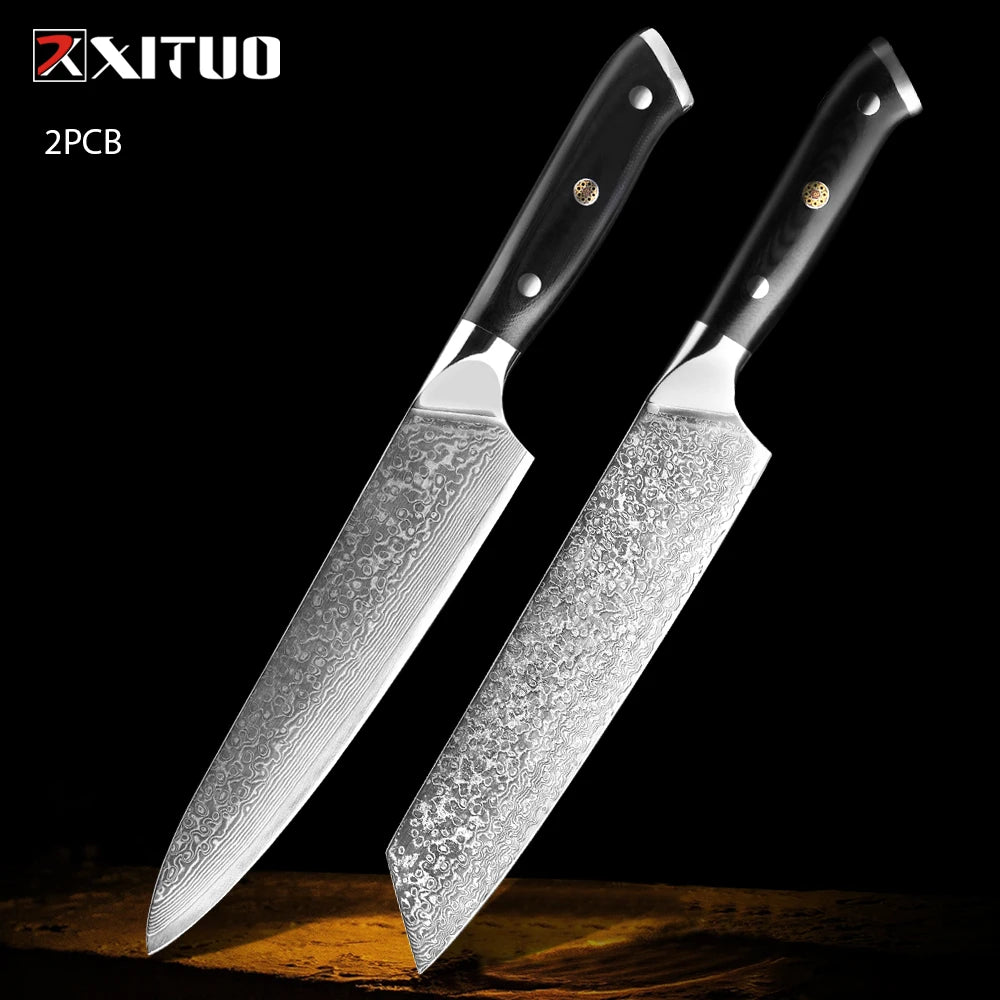 XITUO Damastmesser-Set – Japanischer Stahl trifft auf BBQ-Power