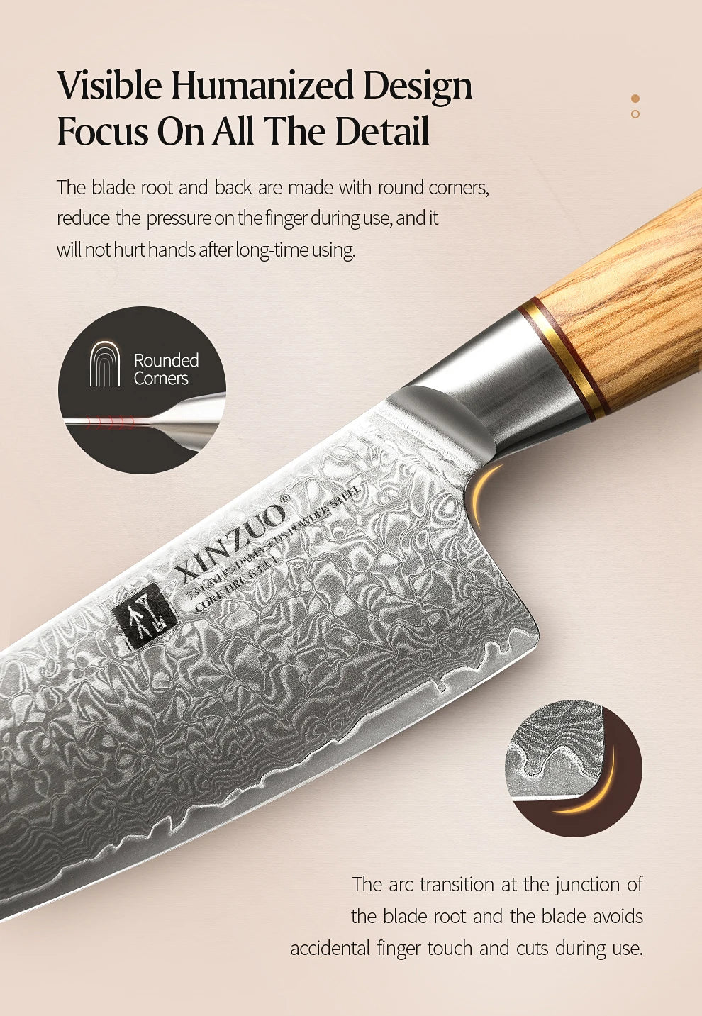 XINZUO Damastmesser-Set – 73 Lagen Präzision mit Olivenholz-Finish