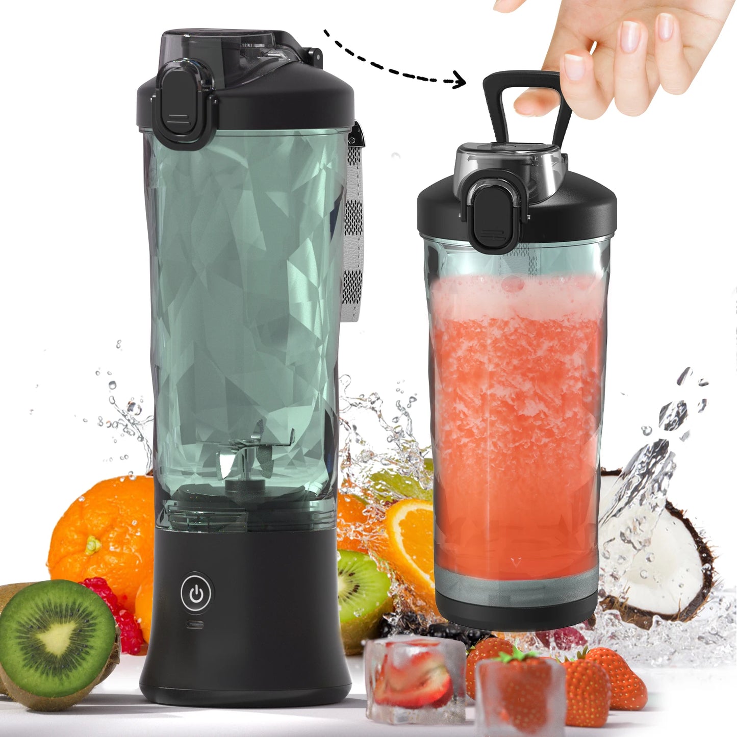Tragbarer Mixer & Elektrischer Entsafter – 600 ml, 4000 mAh USB‑Akku