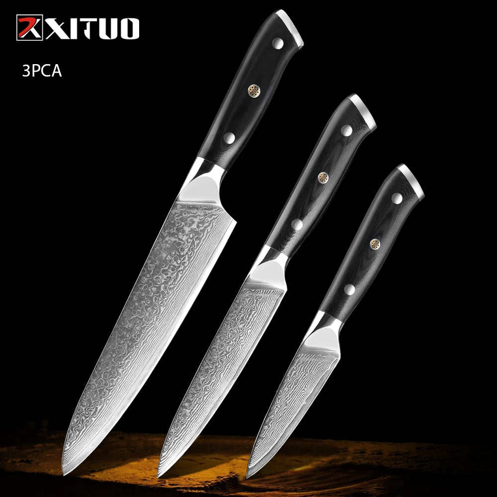 XITUO Damastmesser-Set – Japanischer Stahl trifft auf BBQ-Power
