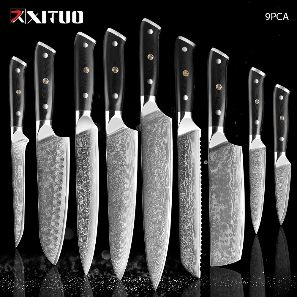XITUO Damastmesser-Set – Japanischer Stahl trifft auf BBQ-Power