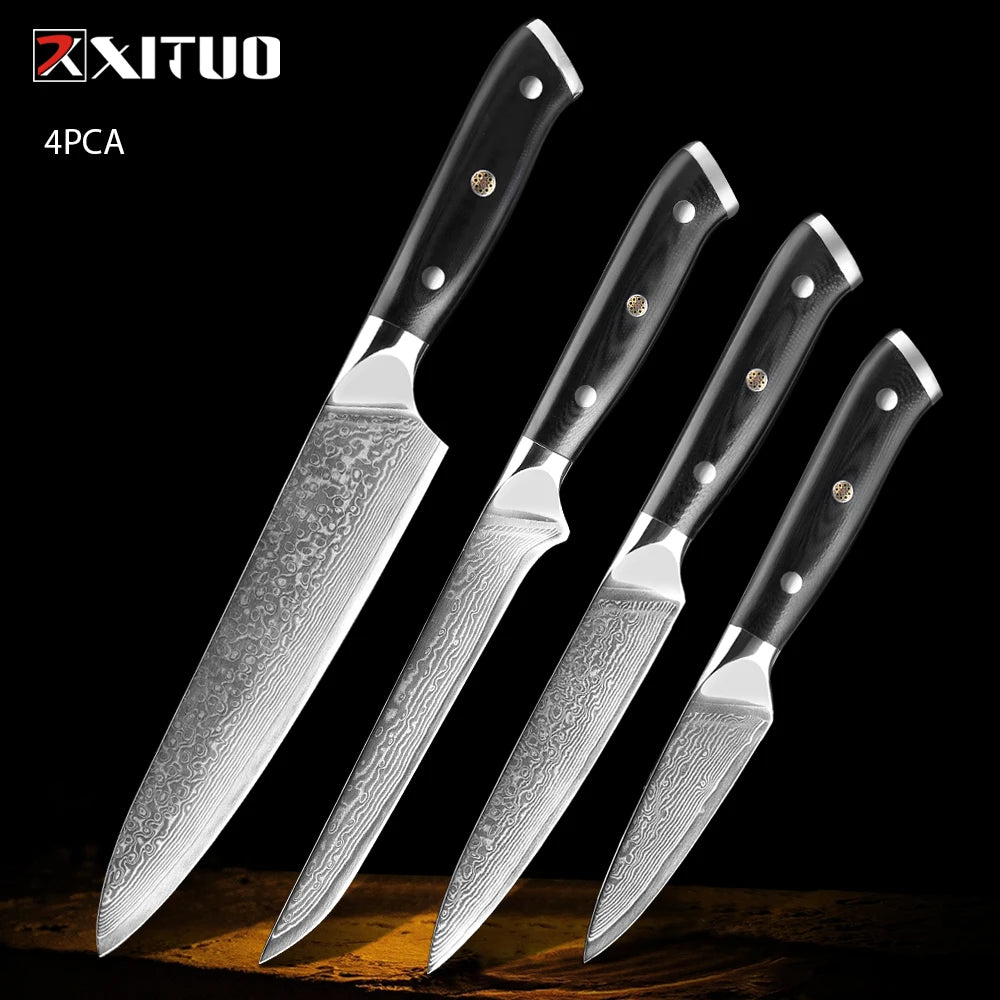 XITUO Damastmesser-Set – Japanischer Stahl trifft auf BBQ-Power