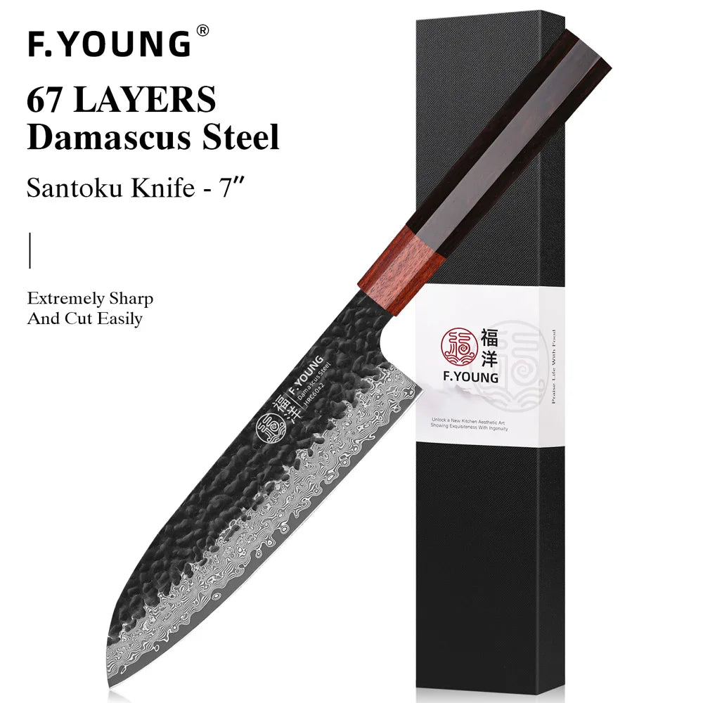 F-Young Japanisches Damast-Kochmesser – Präzision aus Stahl. Design aus Japan.