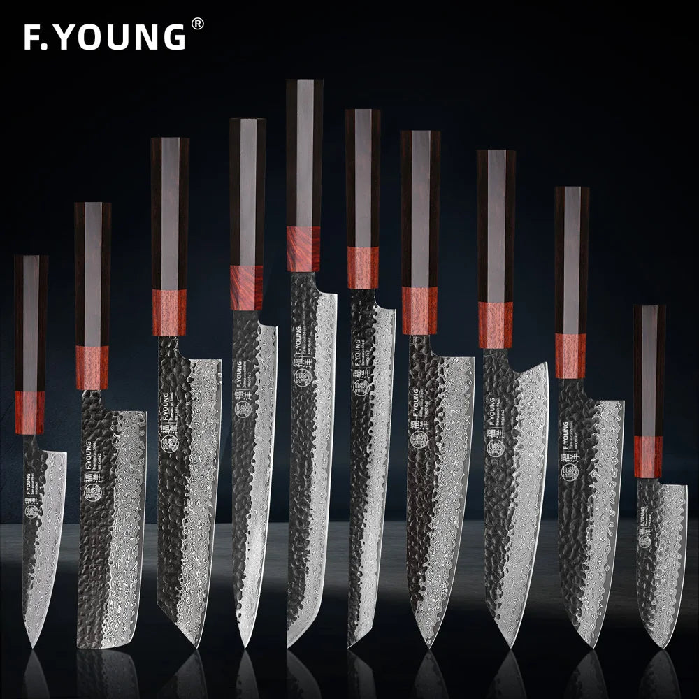 F-Young Japanisches Damast-Kochmesser – Präzision aus Stahl. Design aus Japan.
