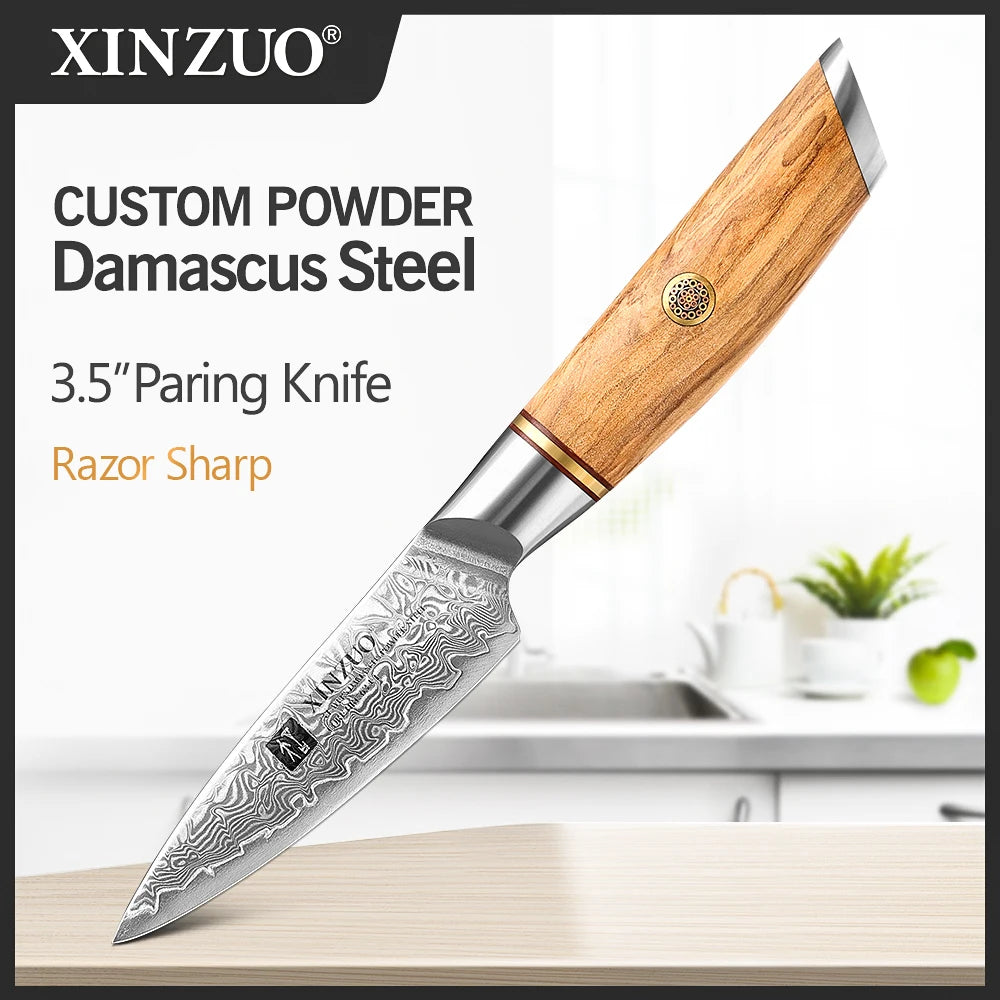 XINZUO Damastmesser-Set – 73 Lagen Präzision mit Olivenholz-Finish