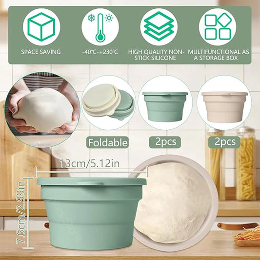 4-teilige Pizza-Teigboxen aus Silikon – Dein stapelbares Dream-Team für perfekte Teigruhe!