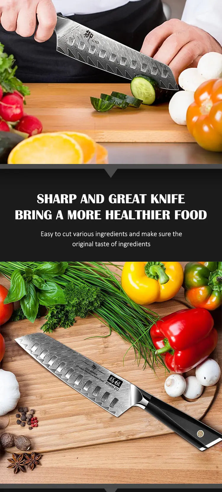 SHAN ZU 7″ Santoku Messer – 67‑Lagen Damast & Glasfaser‑Griff