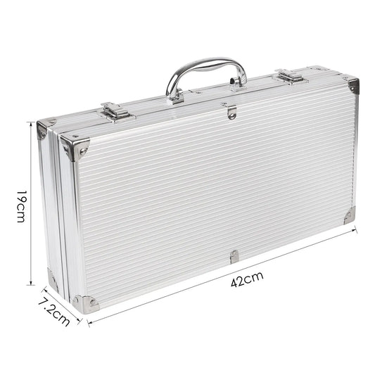 18-teiliges BBQ-Utensilien-Set mit Aluminium-Box – Alles drin. Alles griffbereit.