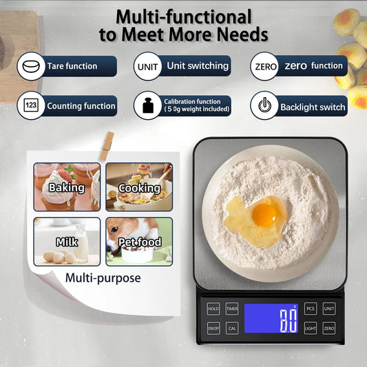 Hochpräzise Küchen‑ & Küchenwaage – 3 kg | 5 kg | 10 kg, 0,1 g Teilung