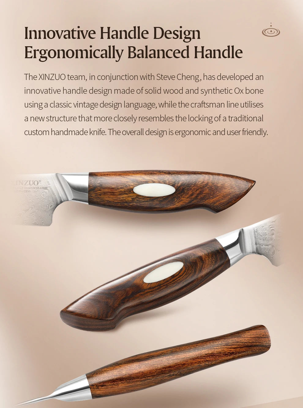XINZUO Steakmesser – 5 Zoll (ca. 12,7 cm) Klinge aus 110 Lagen handgeschmiedetem Damaststahl