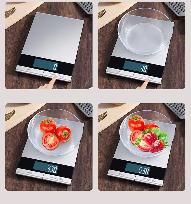 Lebensmittelwaage 22 lb (10 kg) – Digital, wiederaufladbar & Edelstahl 304