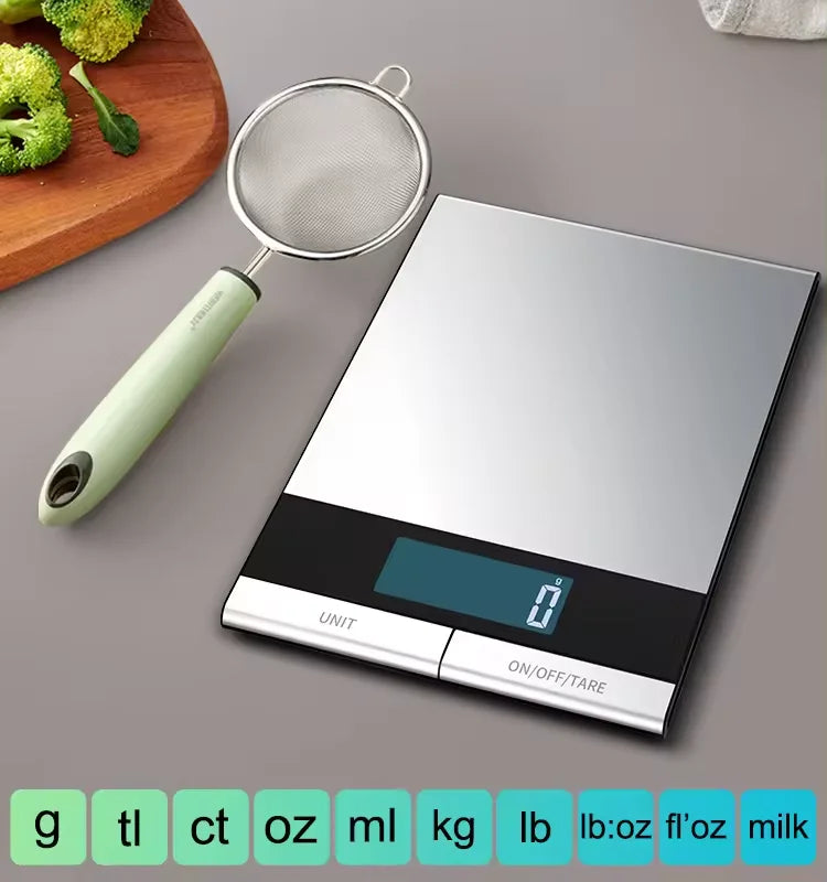 Lebensmittelwaage 22 lb (10 kg) – Digital, wiederaufladbar & Edelstahl 304