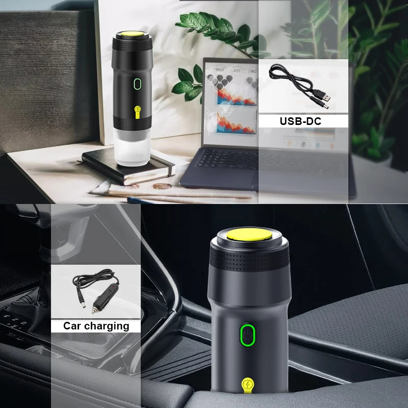 3‑in‑1 Reisekaffeemaschine inkl. Stand– Kabellos, elektrisch & tragbar für Auto, Camping & Zuhause