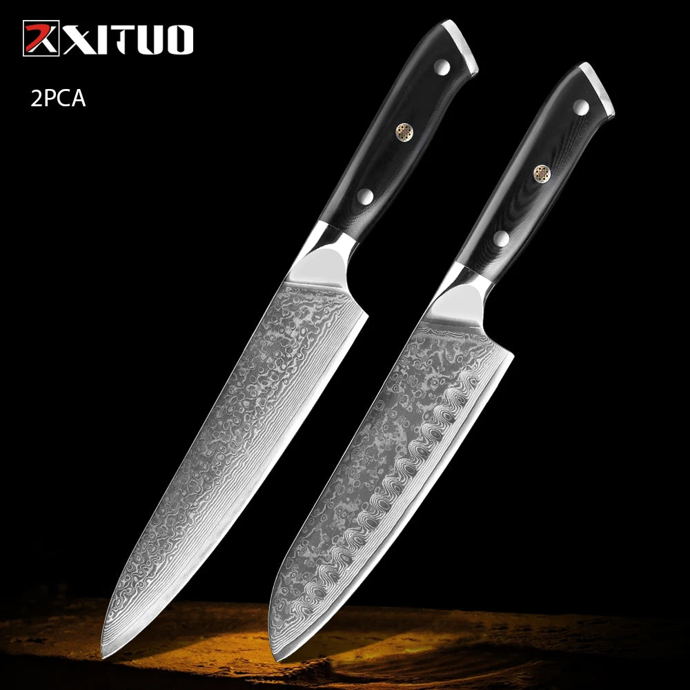 XITUO Damastmesser-Set – Japanischer Stahl trifft auf BBQ-Power