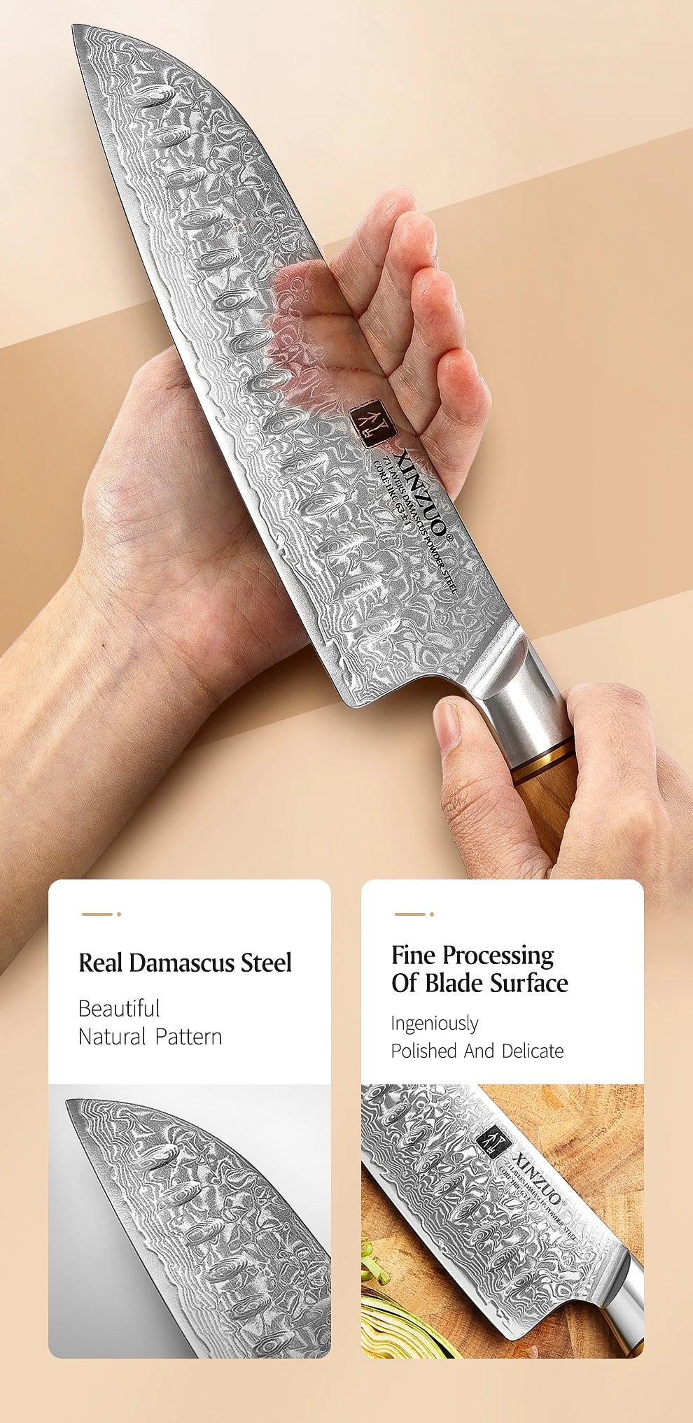 XINZUO Damastmesser-Set – 73 Lagen Präzision mit Olivenholz-Finish