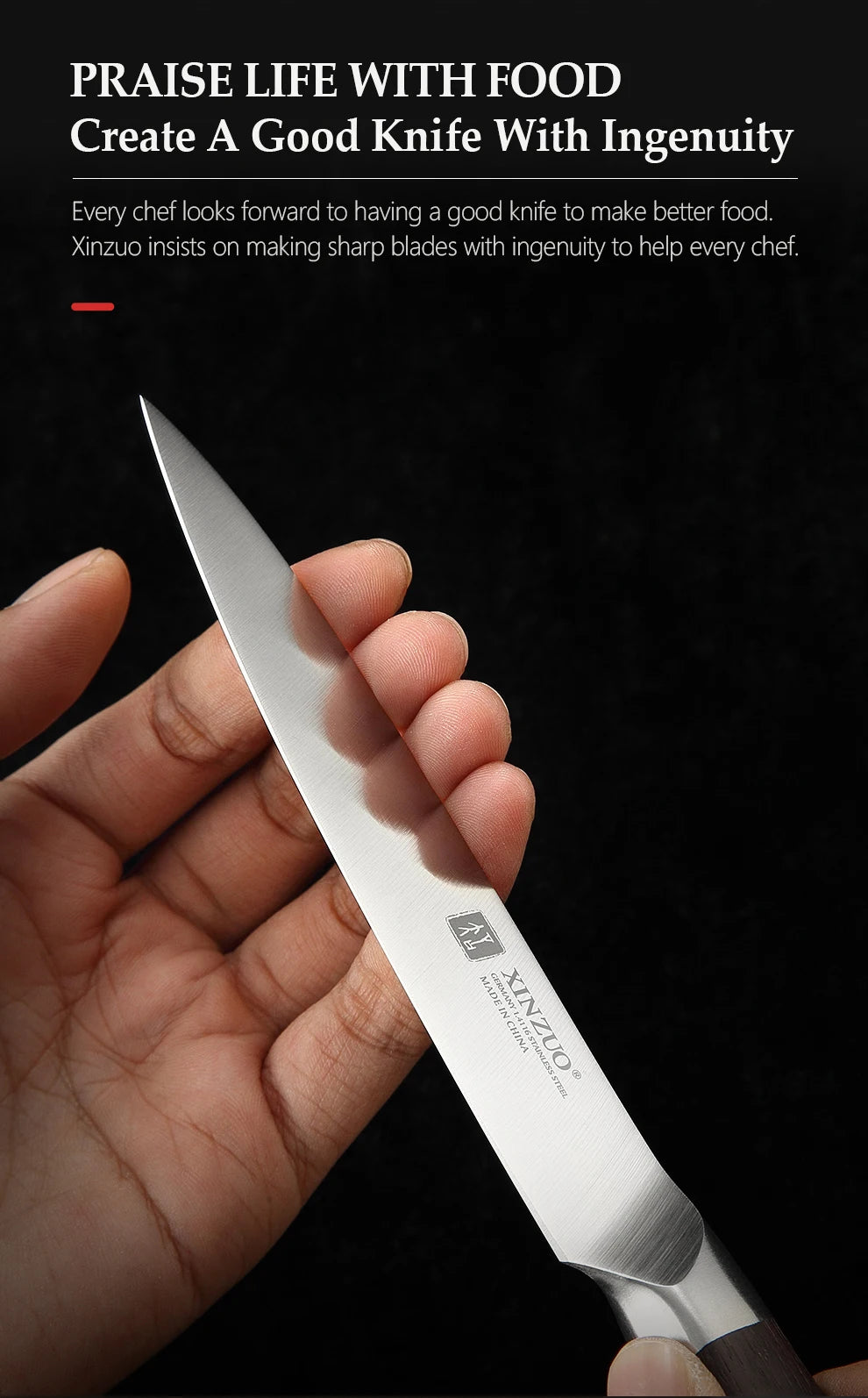 XINZUO Profi‑Messerset – 7‑teilig aus deutschem 1.4116 Edelstahl