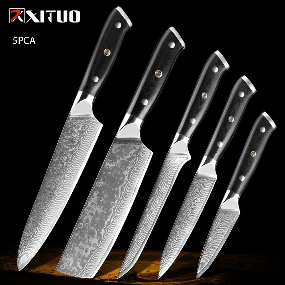 XITUO Damastmesser-Set – Japanischer Stahl trifft auf BBQ-Power