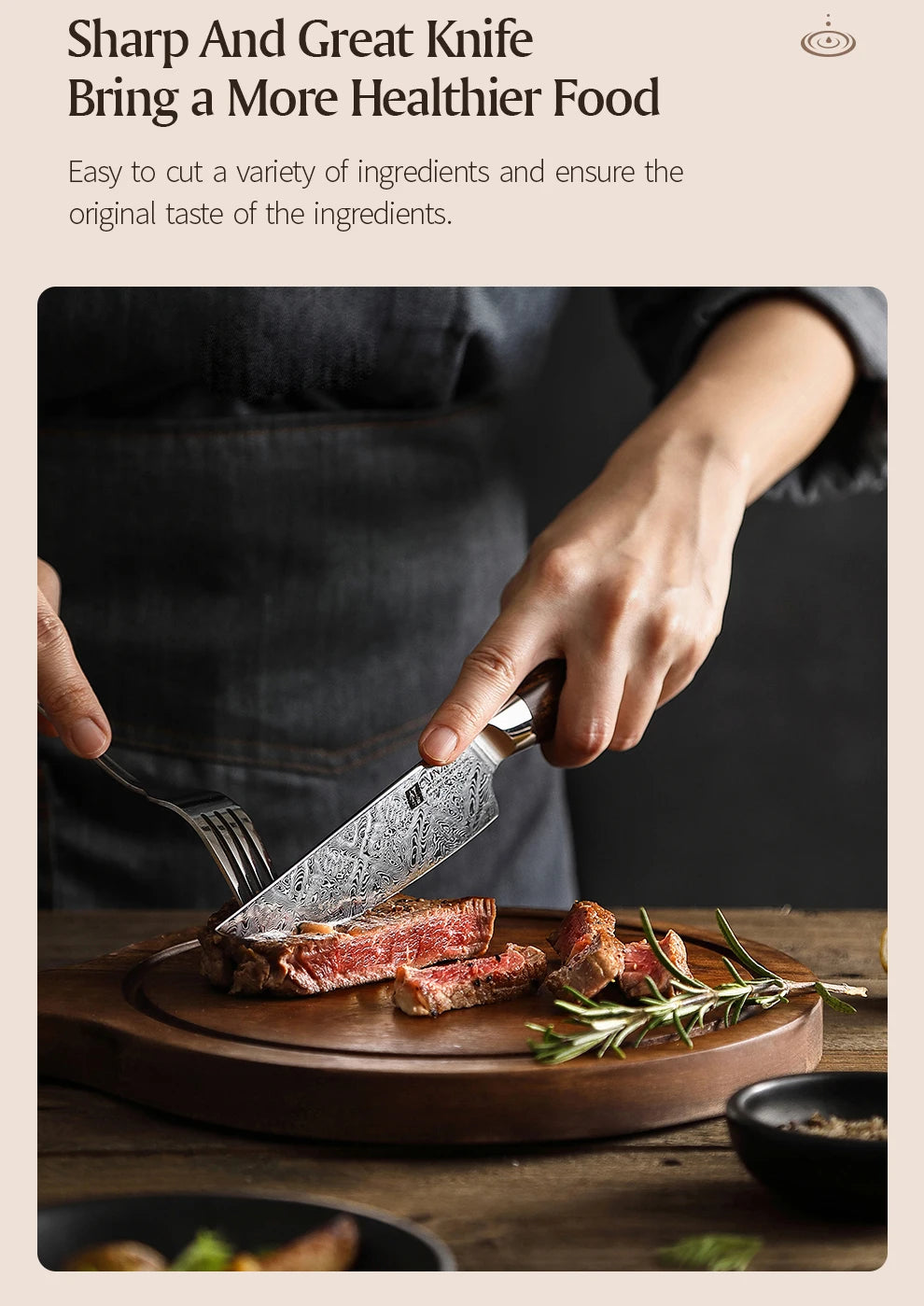 XINZUO Steakmesser – 5 Zoll (ca. 12,7 cm) Klinge aus 110 Lagen handgeschmiedetem Damaststahl