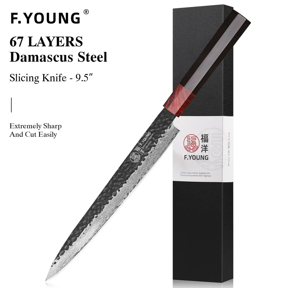 F-Young Japanisches Damast-Kochmesser – Präzision aus Stahl. Design aus Japan.