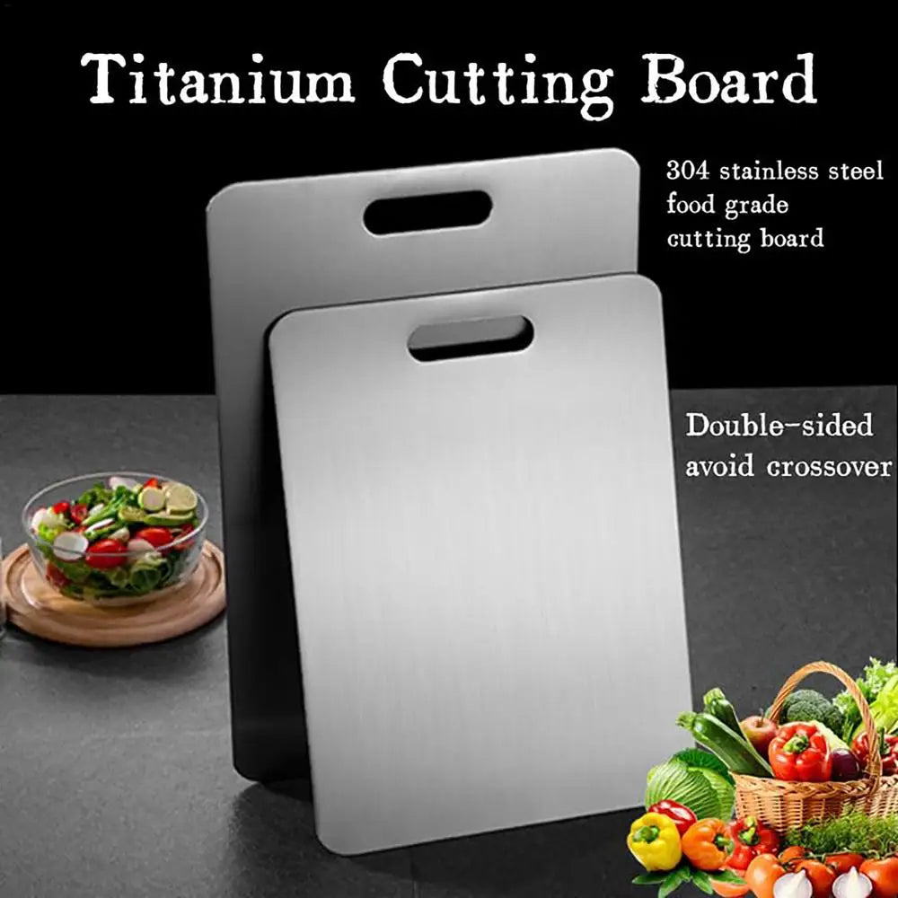 Titanium Schneidebrett – Doppelseitiges Profi-Board aus verstärktem Edelstahl 304