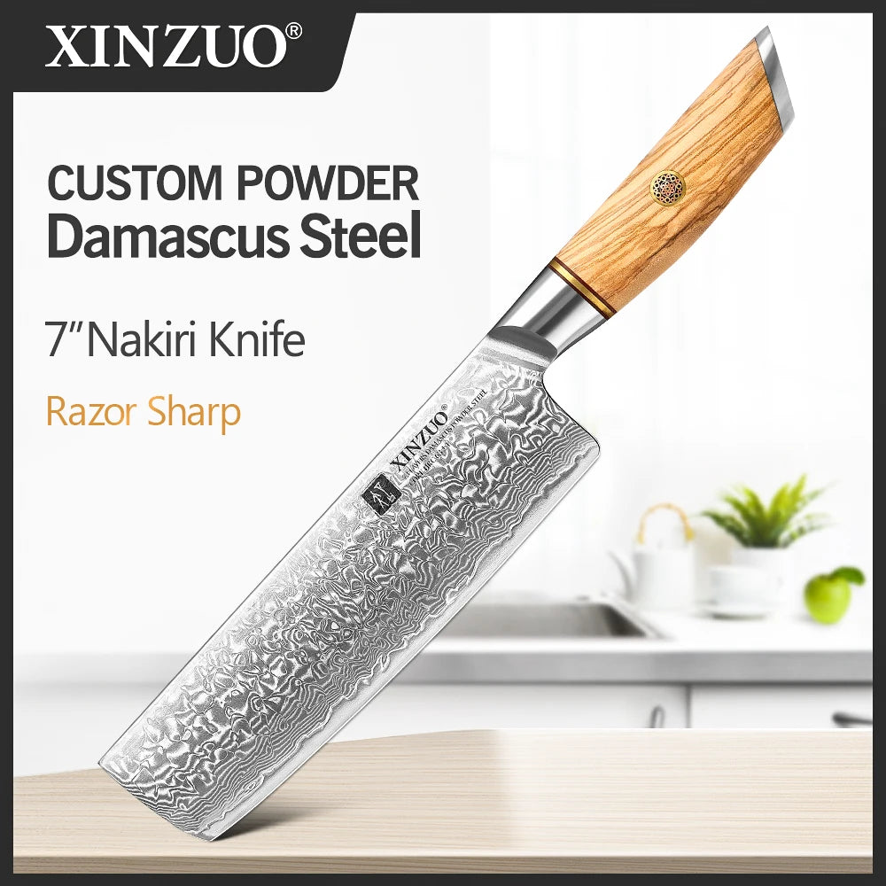 XINZUO Damastmesser-Set – 73 Lagen Präzision mit Olivenholz-Finish