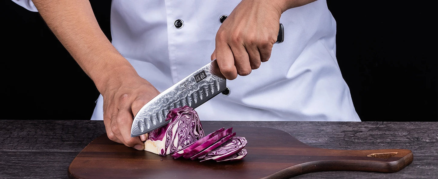 SHAN ZU 7″ Santoku Messer – 67‑Lagen Damast & High‑Carbon Kern