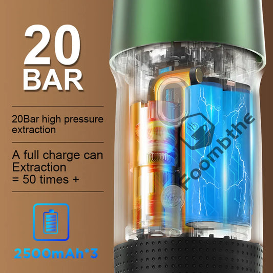 FOOMBTHE Elektrische Tragbare Kaffeemaschine – 3-in-1 Espresso-Genuss für Auto, Reisen & Zuhause