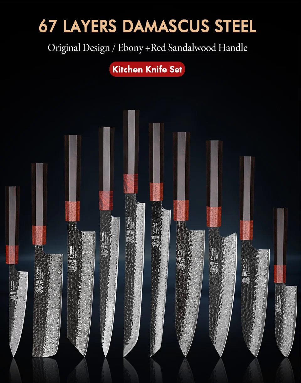F-Young Japanisches Damast-Kochmesser – Präzision aus Stahl. Design aus Japan.