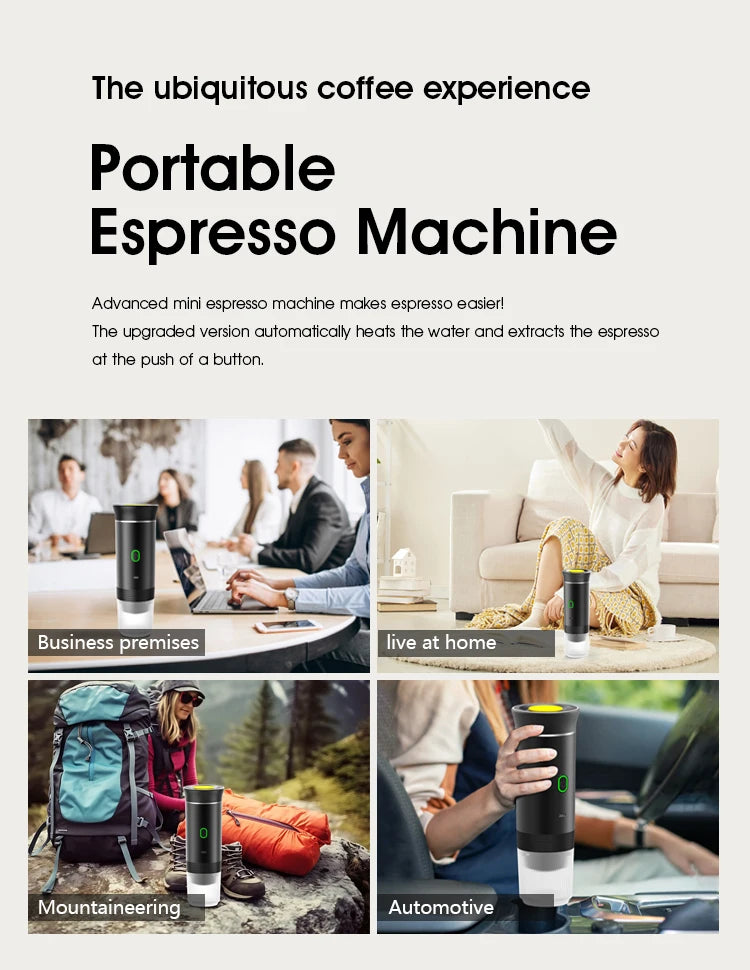 3‑in‑1 Reisekaffeemaschine inkl. Stand– Kabellos, elektrisch & tragbar für Auto, Camping & Zuhause