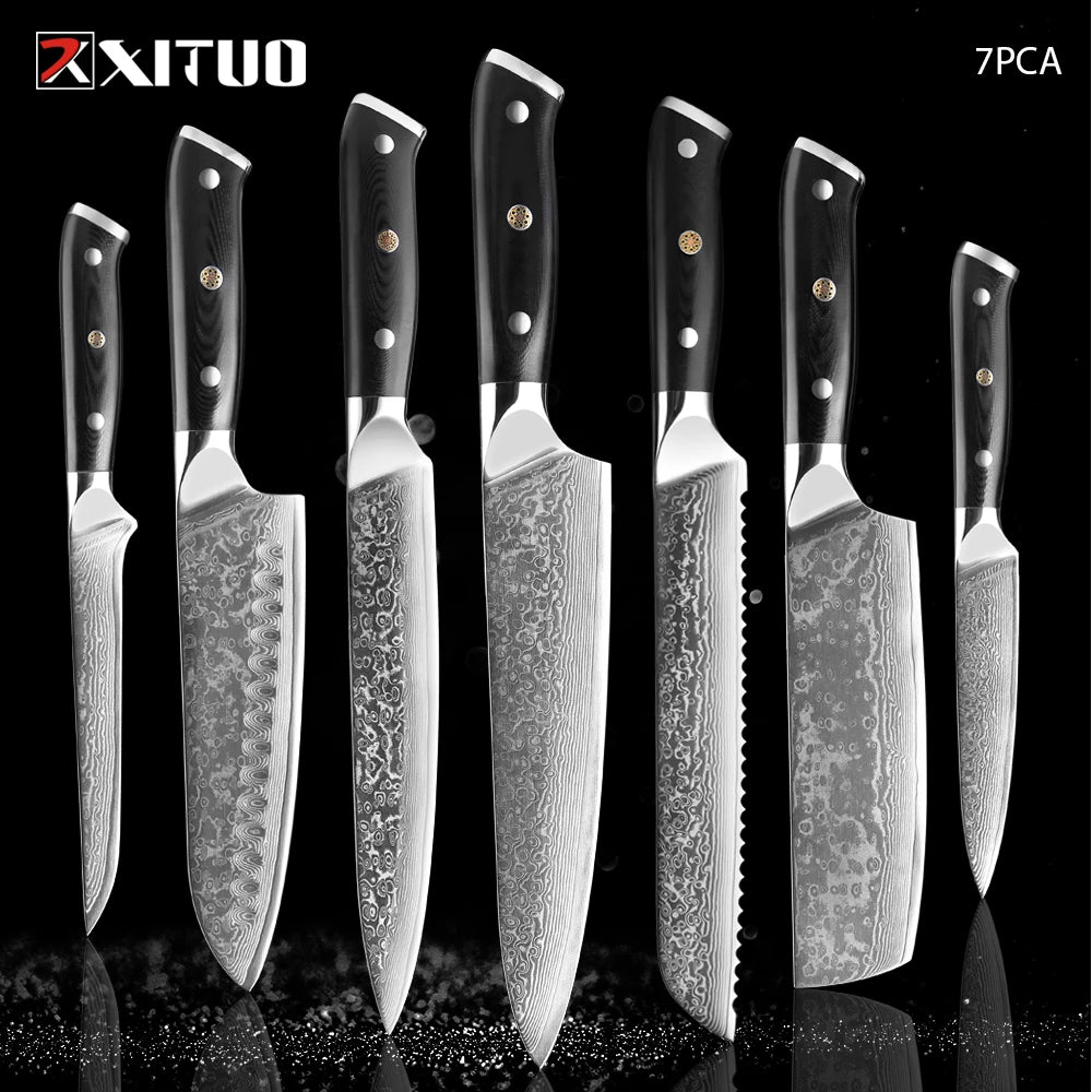 XITUO Damastmesser-Set – Japanischer Stahl trifft auf BBQ-Power