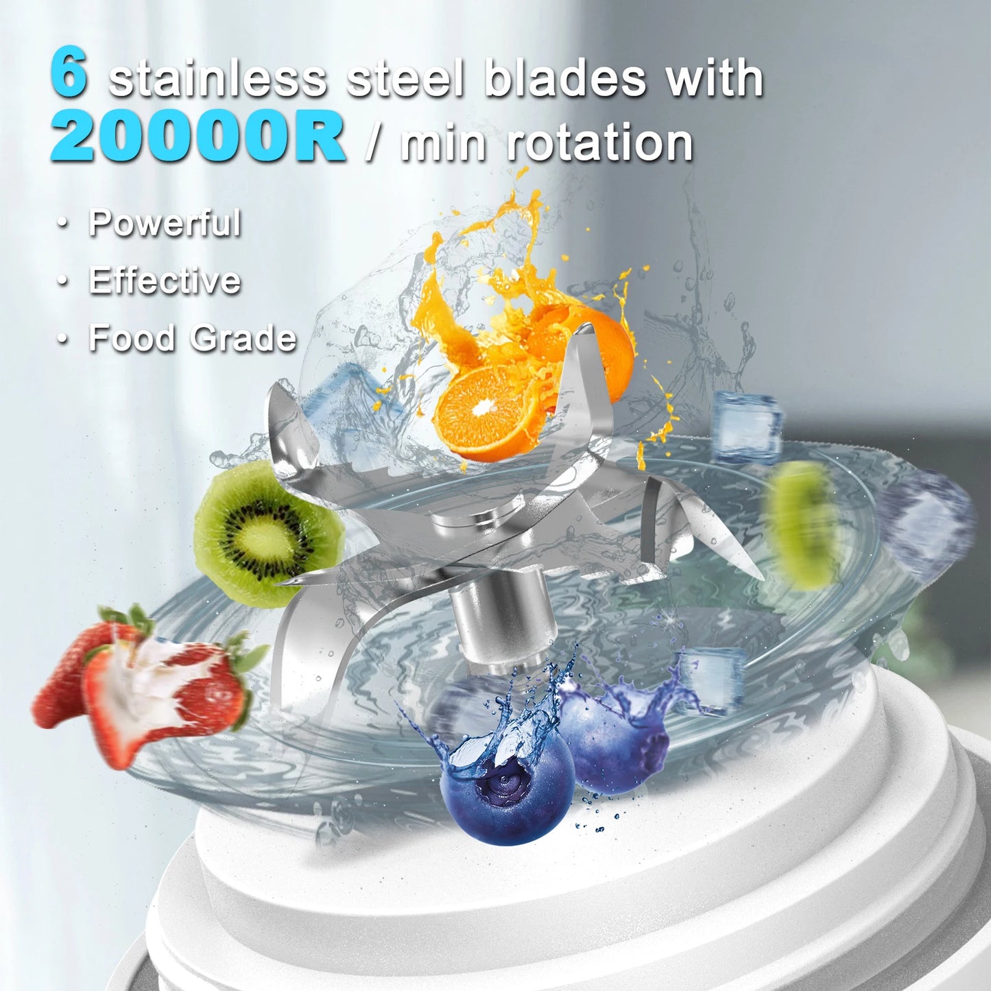 Tragbarer Mixer & Elektrischer Entsafter – 600 ml, 4000 mAh USB‑Akku