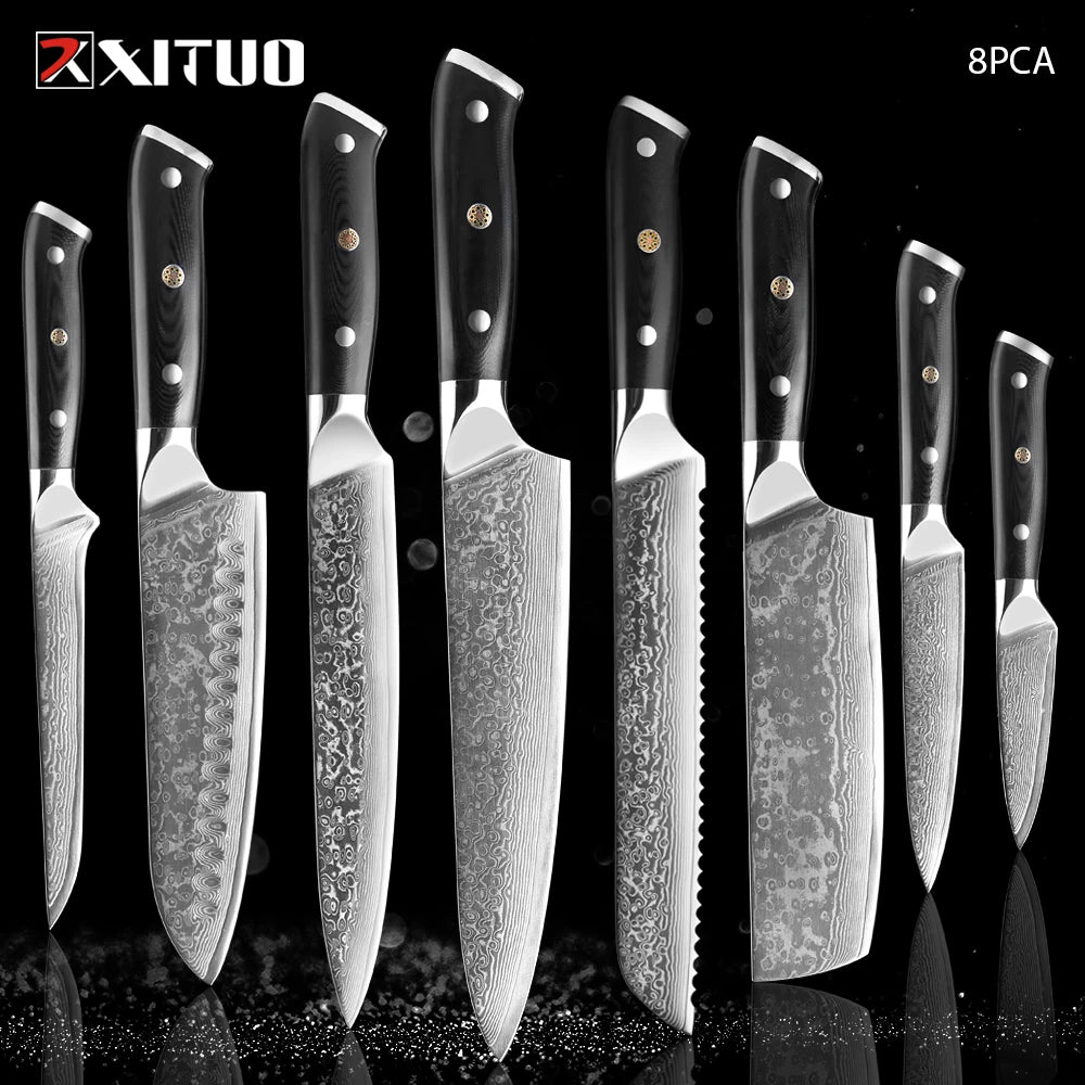 XITUO Damastmesser-Set – Japanischer Stahl trifft auf BBQ-Power
