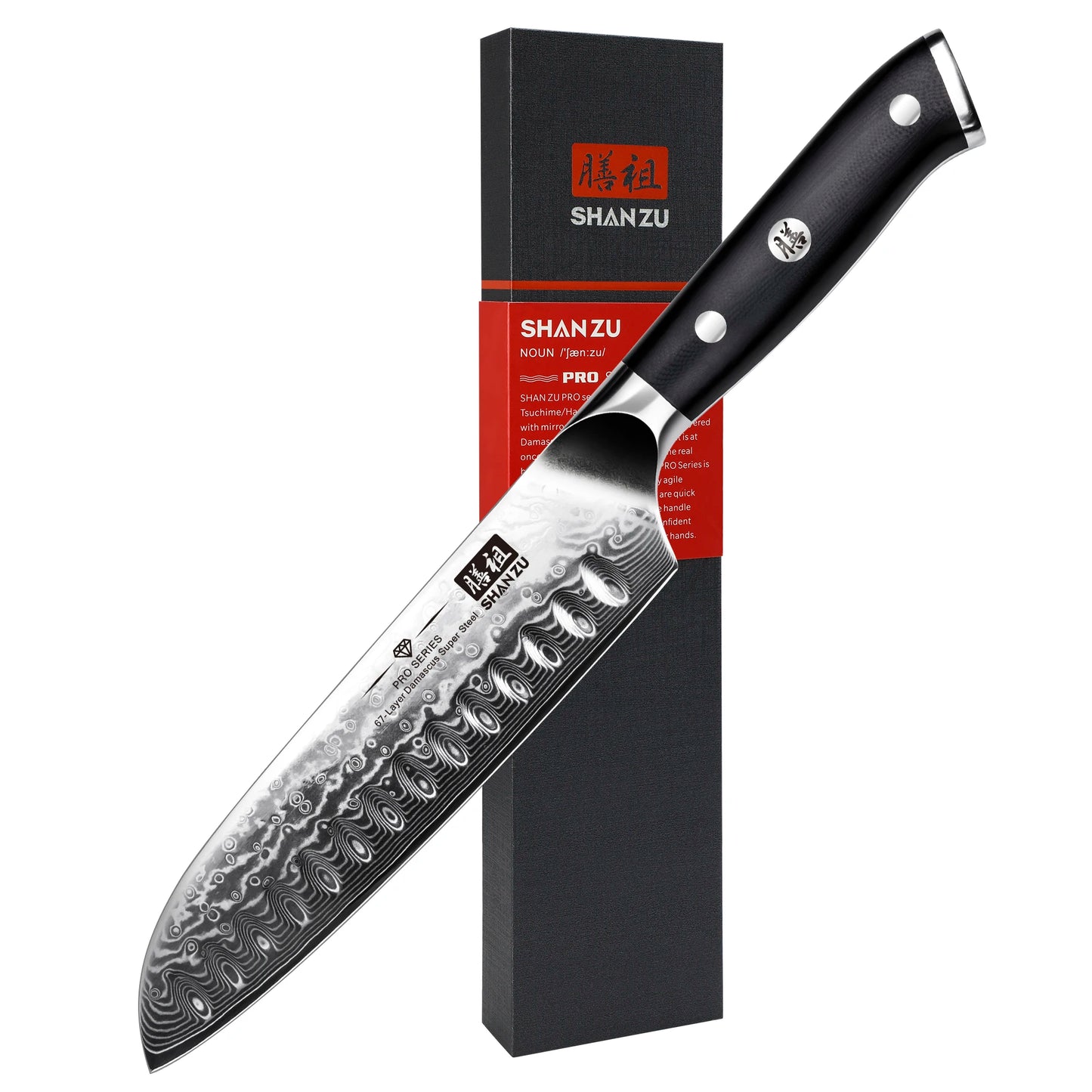 SHAN ZU 7″ Santoku Messer – 67‑Lagen Damast & High‑Carbon Kern