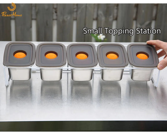 Edelstahl Pizza-Behälter – Deine stylische Topping-Station für perfekte Pizzakreationen!