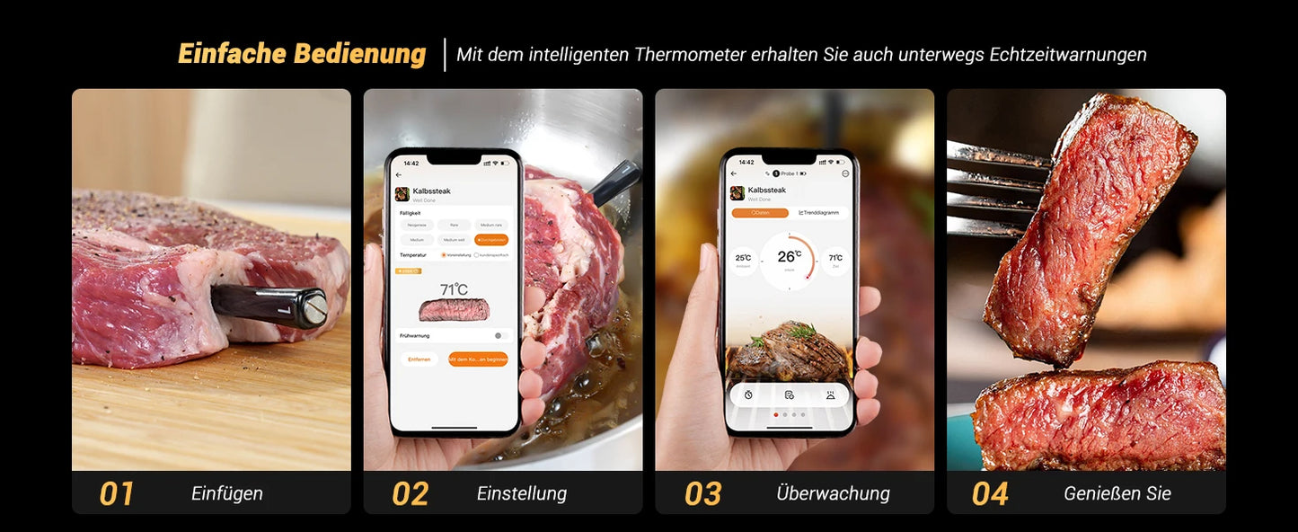 Inkbird Kabelloses Fleischthermometer – Wasserdicht & Digital für Grill, Ofen & Rotisserie