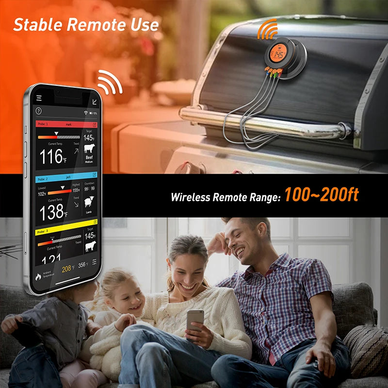 Bluetooth Grillthermometer mit Hochtemperatur-Sensor – Digital für Grill, Ofen & BBQ bis 500 °C