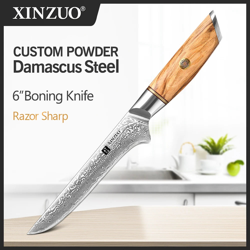 XINZUO Damastmesser-Set – 73 Lagen Präzision mit Olivenholz-Finish