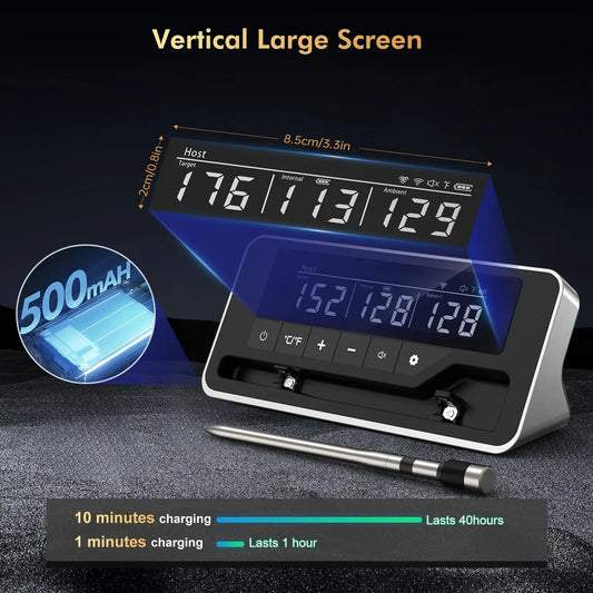 Kabelloses Fleischthermometer mit Bluetooth – Digitale Sonde & App-Steuerung für BBQ, Ofen & Smoker