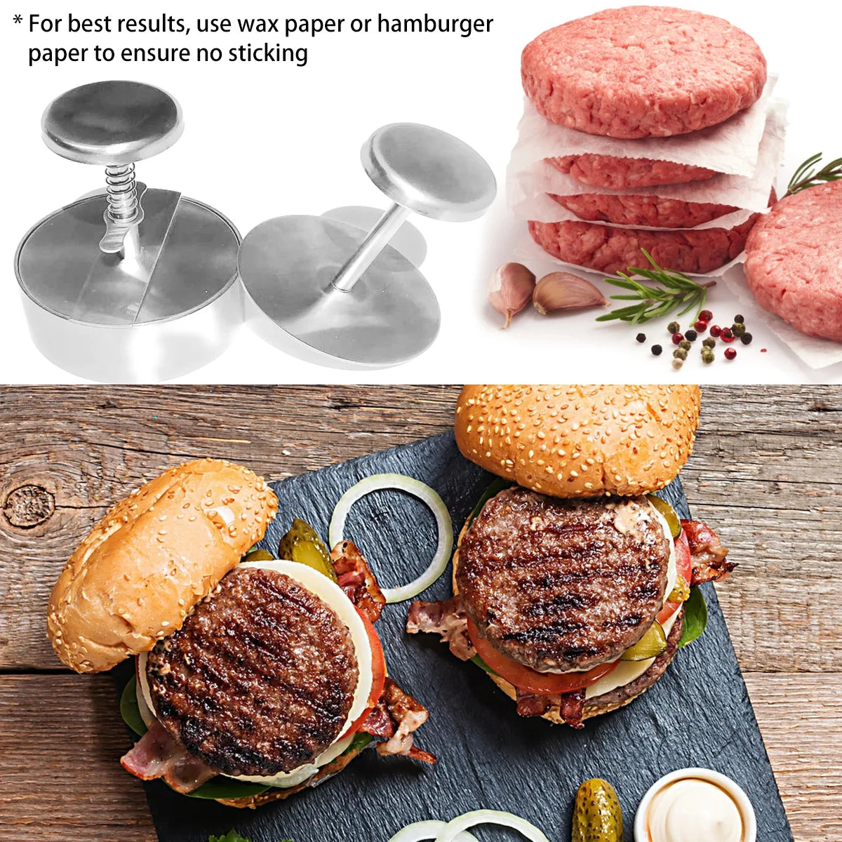 Hamburgerpresse aus Edelstahl – Antihaft-Burgerpresse für perfekte Patties