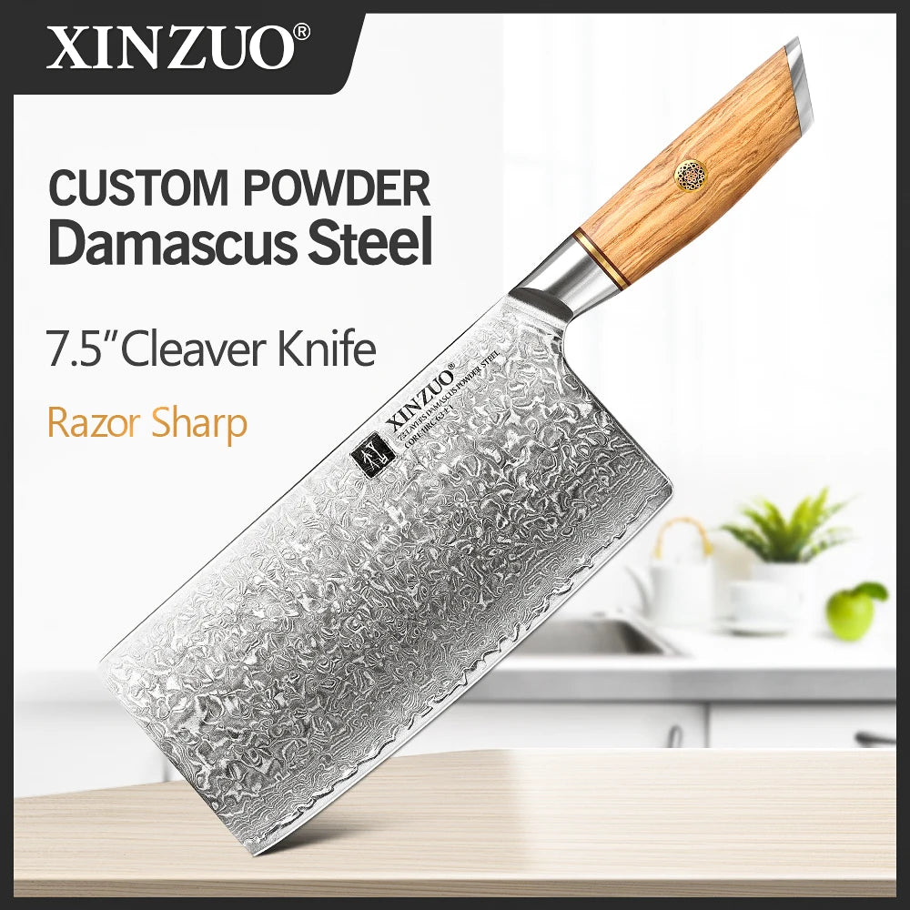 XINZUO Damastmesser-Set – 73 Lagen Präzision mit Olivenholz-Finish