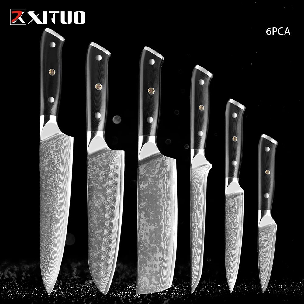 XITUO Damastmesser-Set – Japanischer Stahl trifft auf BBQ-Power